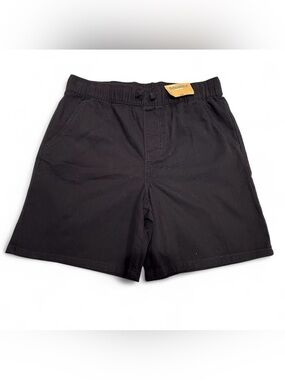 Casual Black Flat-Front Men's Shorts with Elastic Waist